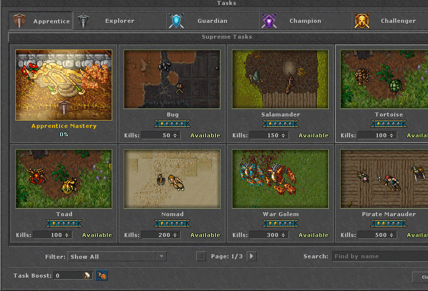 Interface das Supreme Tasks